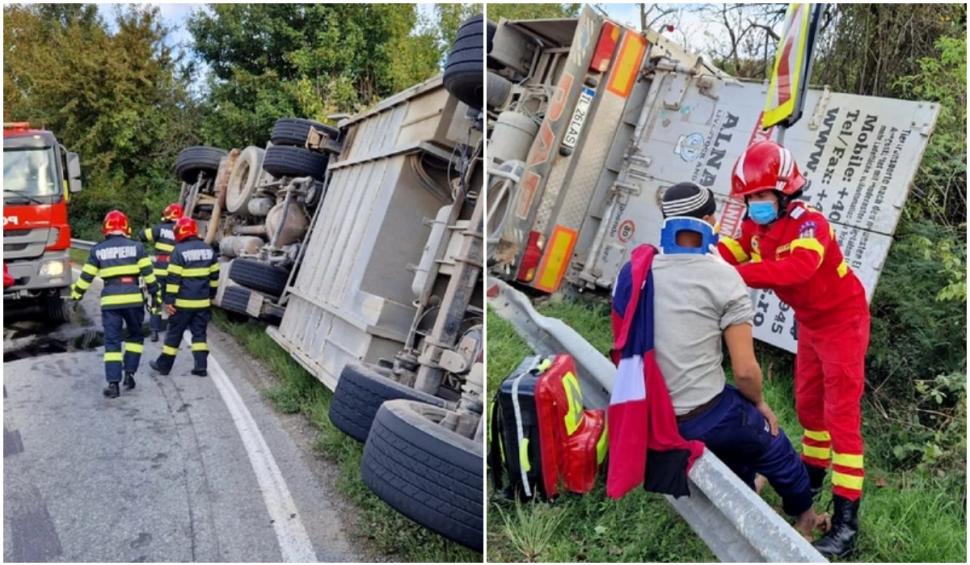 Un camion care transporta sute de oi s-a răsturnat pe DN 67, în Vâlcea 791039