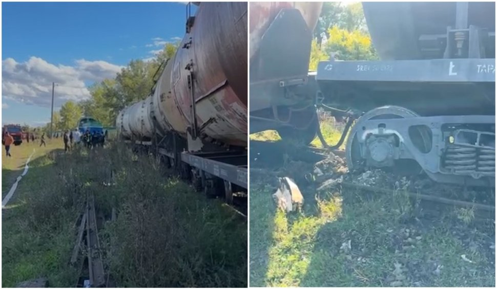 Intervenţie de urgenţă: mai multe vagoane încărcate cu cherosen au deraiat în județul Suceava
