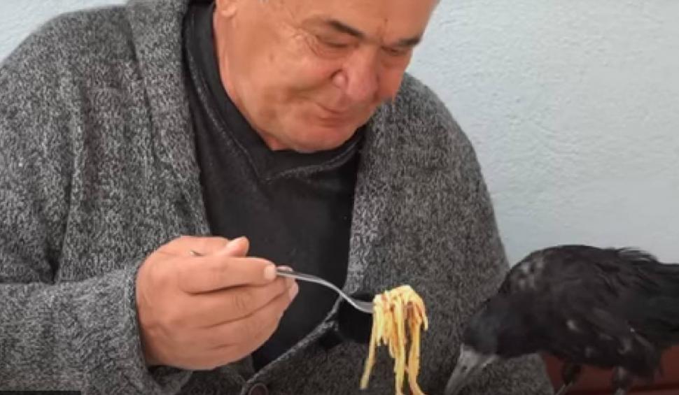 Un bărbat din Bihor este nedespărțit de un corb pe îl creşte de doi ani 792540