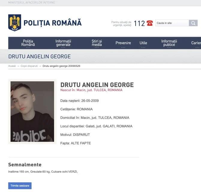 Cum arăta băiatul de 13 ani din Galaţi care a fost găsit în urma mesajului Ro-Alert 792444