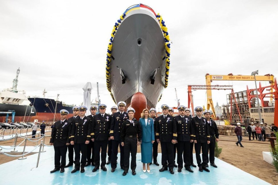 Noua navă amiral a Ucrainei, lansată la apă de soția lui Zelenski, în Turcia