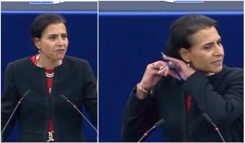 Momentul în care o eurodeputată suedeză îşi taie părul în Parlamentul European
