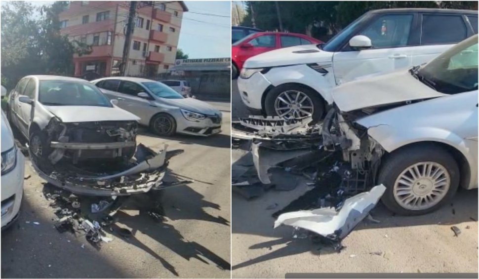 Un șofer fără permis a lovit trei mașini într-o parcare, în timp ce fugea de Poliție, în Constanța