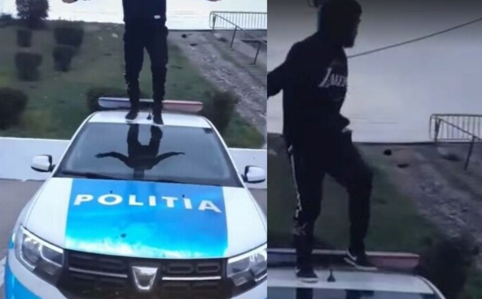 Ce s-a întâmplat cu un tânăr după ce s-a urcat pe mașina de poliție | Video viral pe TikTok
