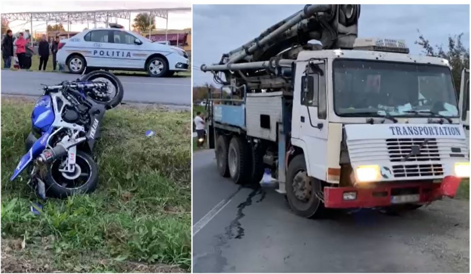 Accident tragic în judeţul Arad! Un tânăr motociclist şi-a pierdut viaţa, după ce a intrat în plin într-o betonieră