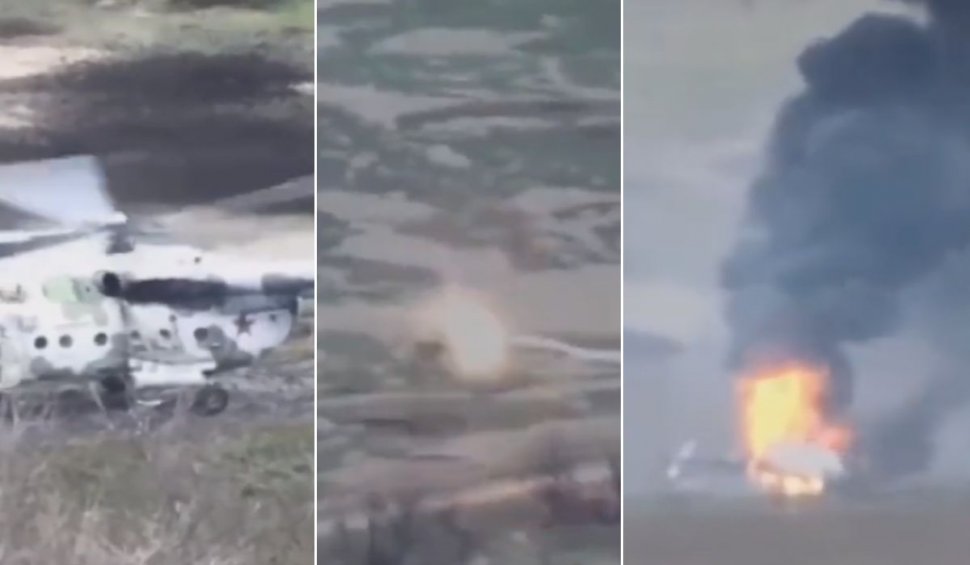Un elicopter Mi-8 cu stea sovietică a fost lovit în plin în timpul zborului, în Ucraina | Imagini cu impact emoțional