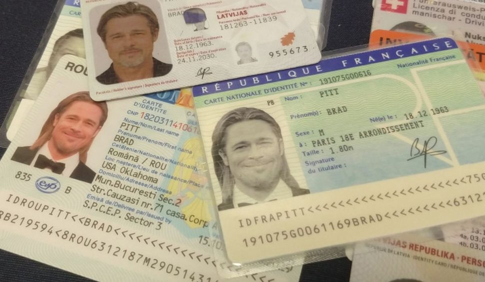 Brad Pitt are buletin românesc, fără voia sa. Ce au găsit polițiștii acasă la cel mai mare falsificator din Europa