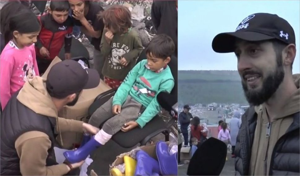 Zeci de copii nevoiaşi care locuiesc lângă groapa de gunoi a Clujului, încălţaţi de un român stabilit în SUA