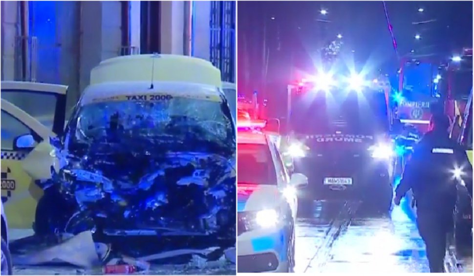 Grav accident rutier în Bucureşti. Un taxi a fost spulberat de un autobuz STB. O persoană a murit şi alte patru au fost rănite