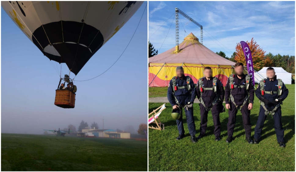 Parașutiștii Jandarmeriei Române, salturi în premieră din balonul cu aer cald, în Cehia