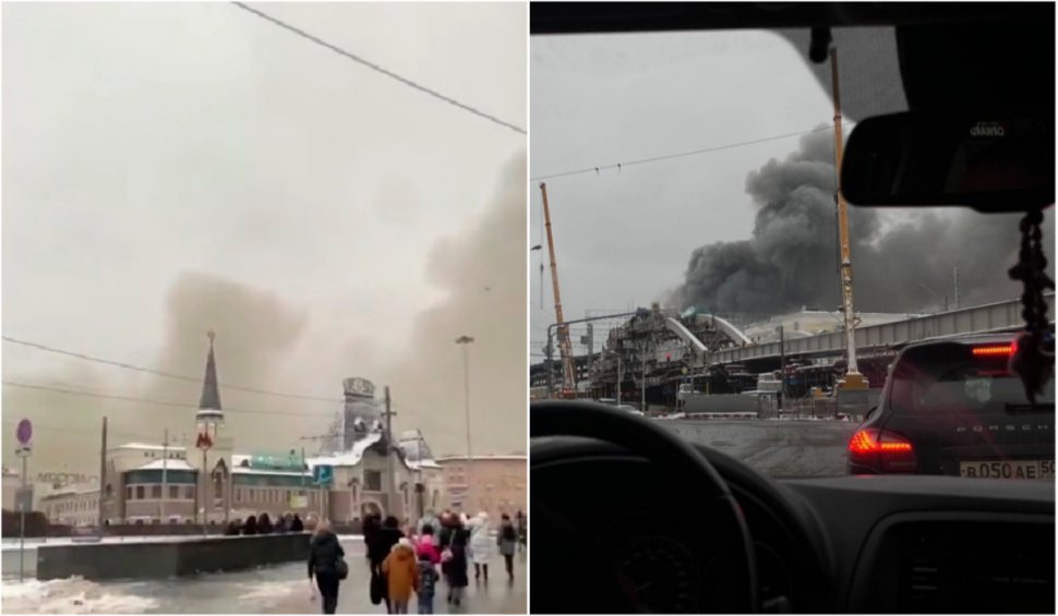 Explozie urmată de un incendiu masiv la Moscova. Doi omeni blocaţi în clădire şi şapte evacuaţi