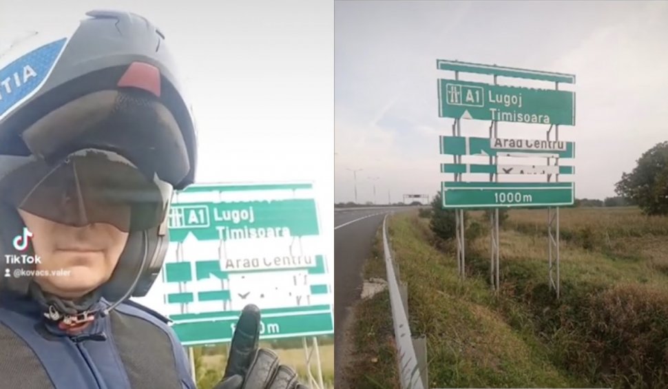 "Misterul" indicatoarelor de pe autostrada Arad-Nădlac, subiect de glume, printre șoferi și polițiști, pe rețelele sociale