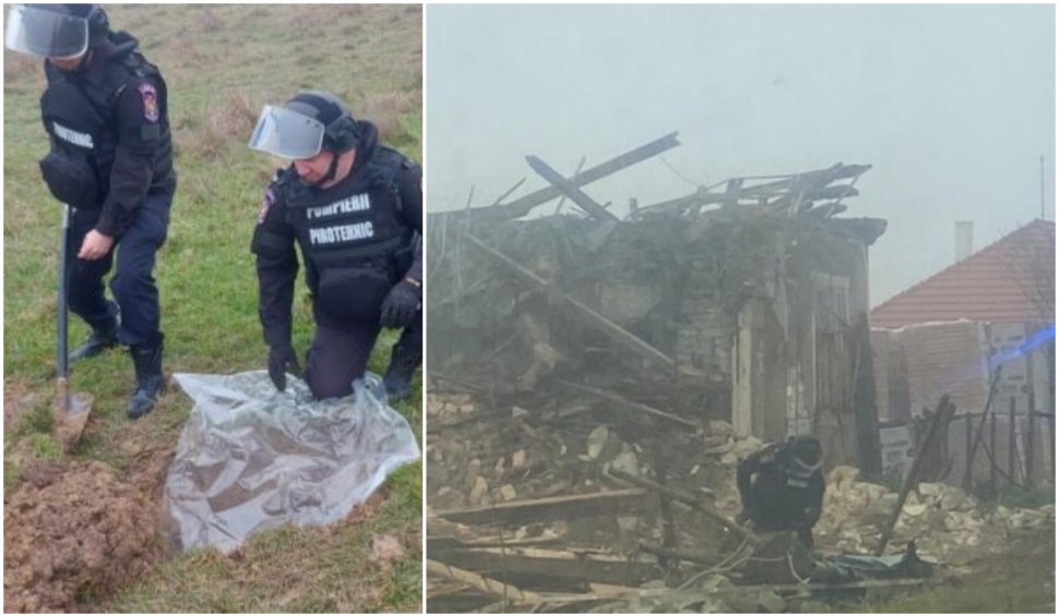Alertă la Bistrița-Năsăud! Zece grenade au fost găsite în peretele unei case aflate în curs de demolare