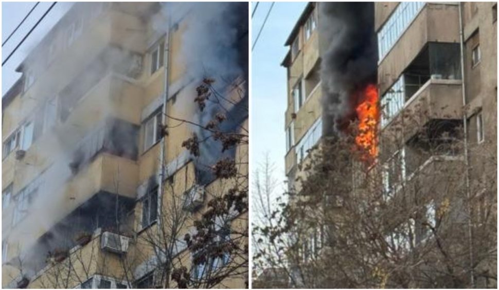 Incendiu violent la un apartament din Oradea. Zece persoane au fost evacuate, una a ajuns la spital