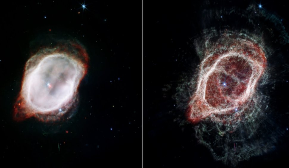 Două stele noi, descoperite de telescopul James Webb. Imagini inedite cu Nebuloasa Inelului Sudic, unde s-au format