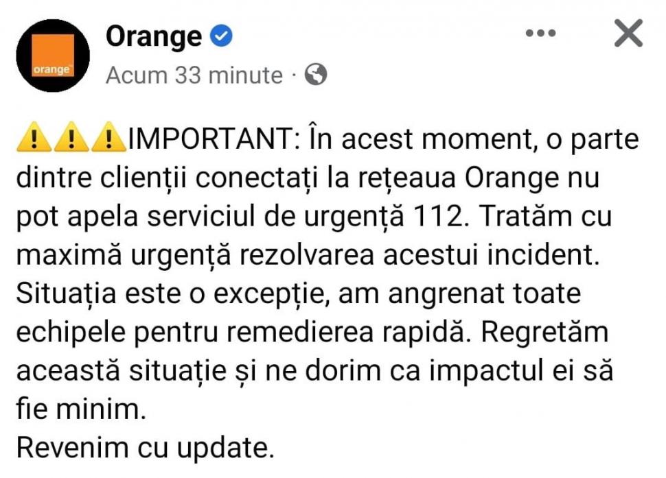 Avarie la 112. Probleme în apelarea numărului de urgență pentru clienții unei mari rețele de telefonie din România 805269