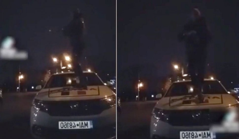 A vrut să facă senzație pe internet, dar a sfârșit reținut de poliție: Un tânăr a fost filmat în timp ce dansa pe capota unei mașini de poliție, în Prahova