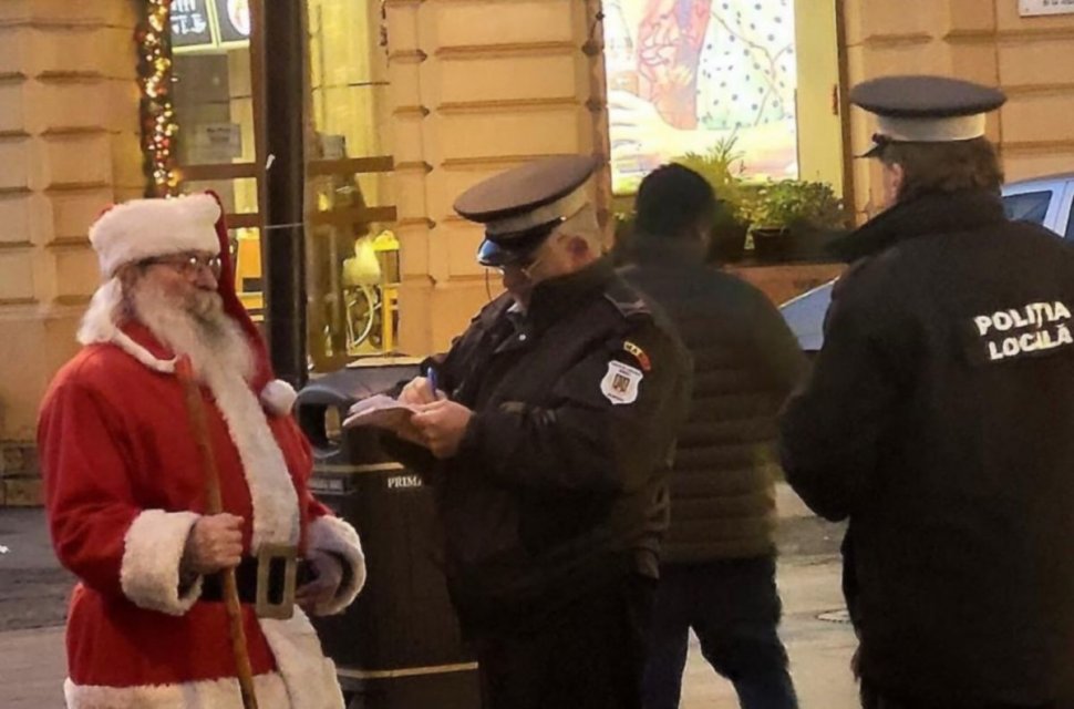 Moș Crăciun, amendat în Sibiu | "Unde ai parcat sania, moșule?"