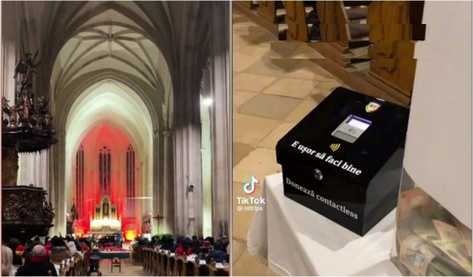 Donații cu cardul la biserică. Credincioşii donează contactless în cutia milei "high-tech"