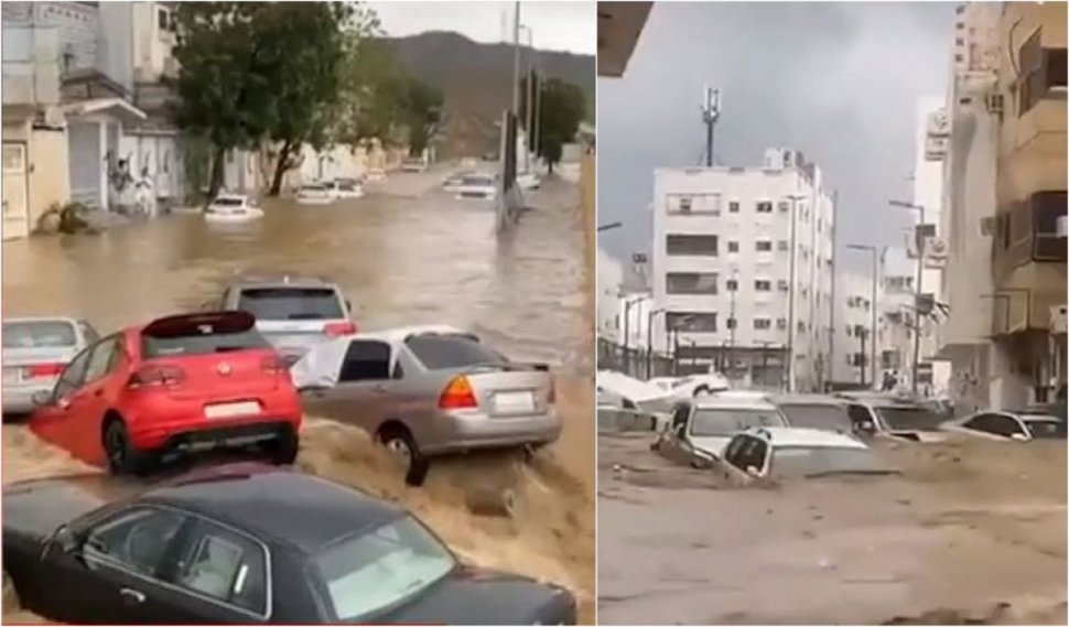 Inundaţii fără precedent în Arabia Saudită. Sute de maşini au fost luate de apă pe străzile din Mecca