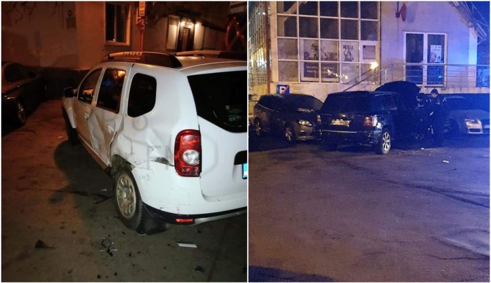 O tânără șoferiță a reușit să lovească 9 mașini, între care una a Poliției Locale, după ce a petrecut de Crăciun