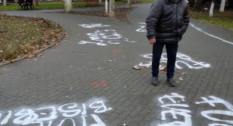 Mesaje fasciste, naziste şi rasiste au apărut într-un parc din Deva. Polițiștii îi caută pe autori