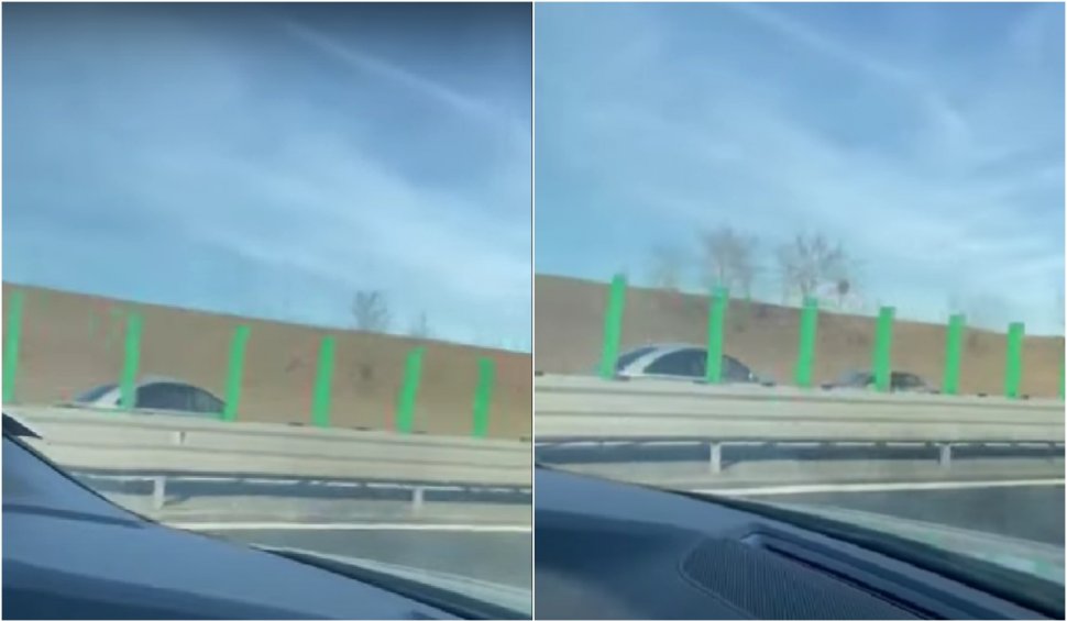 Şofer filmat în timp ce conducea pe contrasens cu 120 km/h, pe autostrada A2 Constanţa-Bucureşti