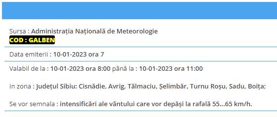 Atenţionare ANM | Cod galben de vânt puternic în şase judeţe din ţară 810060