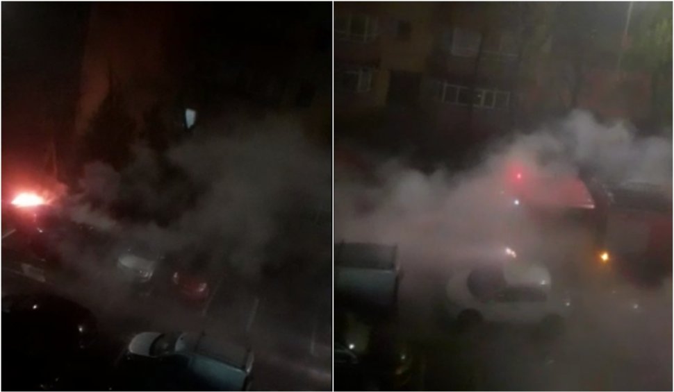 O mașină condusă de un tânăr care abia și-a luat permisul a luat foc, în Târgovişte