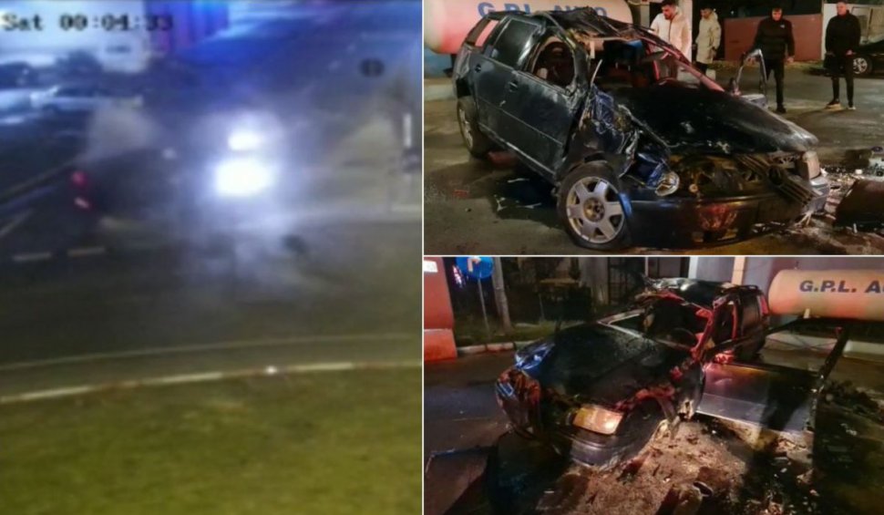 Un şofer fără centură a zburat cu maşina de pe autostrada A4, în Ovidiu. Accidentul a fost filmat de o cameră de supraveghere