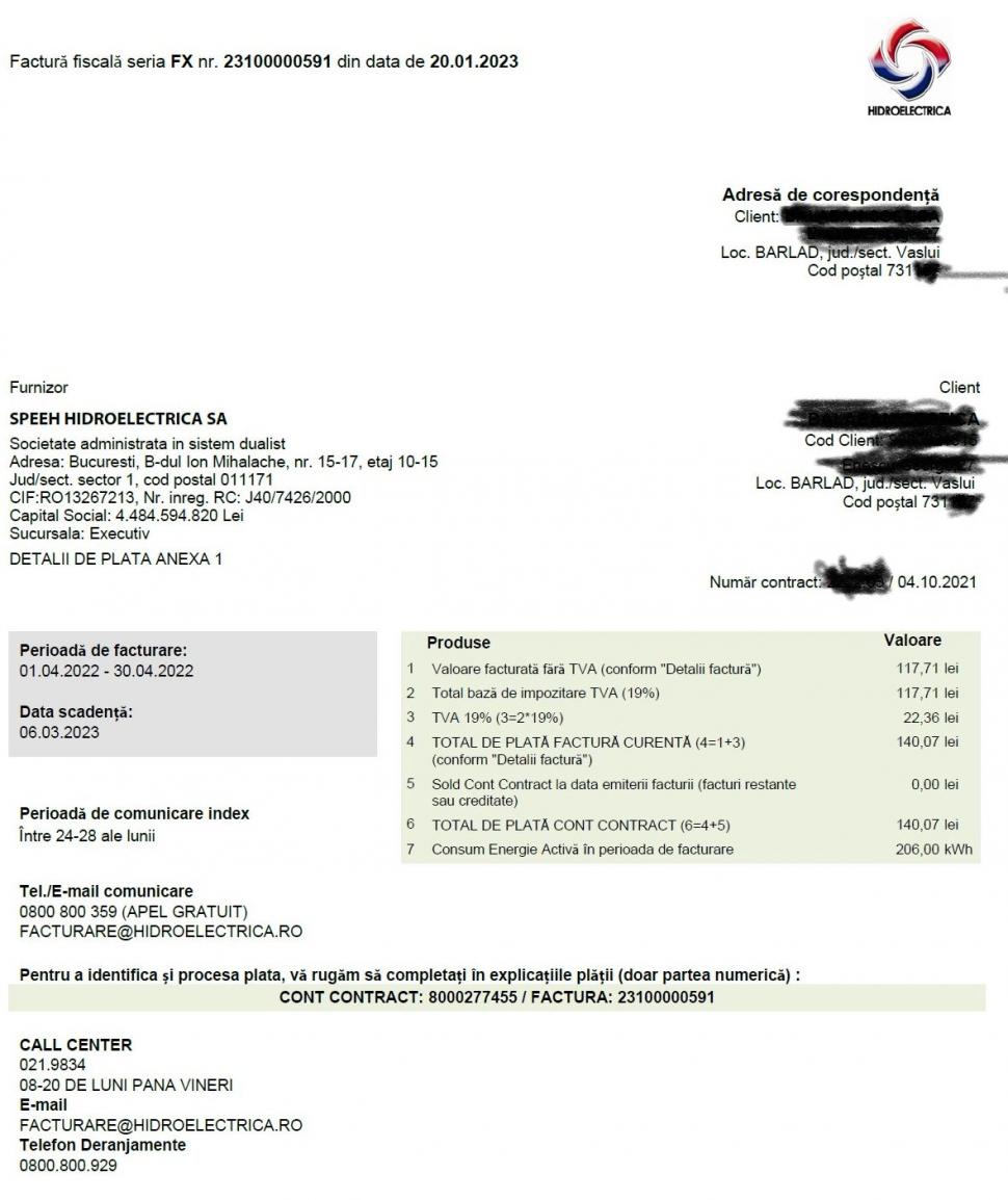 Facturile Hidroelectrica, emise din nou după 9 luni. În cât timp le pot plăti românii 812413