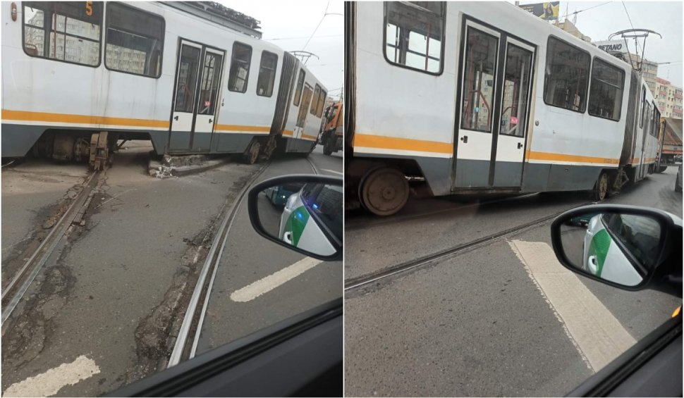 Un tramvai a deraiat în zona Obor, din București. Alte două tramvaie au sărit de pe șine în aceeași zi