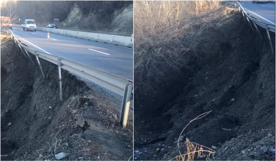 Restricţii de trafic pe DN1, în zona Breaza | S-a surpat o bucată de drum de peste 60 de metri