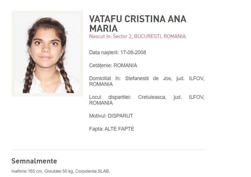 Alertă pentru un copil dispărut. O minoră de 14 ani, din Ștefăneștii de Jos, e căutată de poliţişti 815026