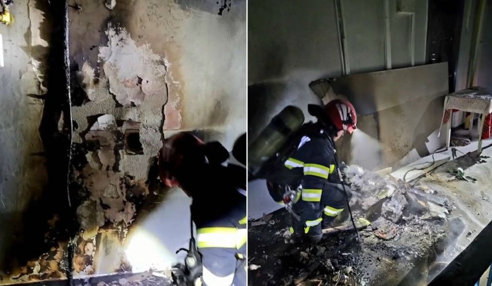 Incendiu devastator într-un bloc din Giurgiu, pornit de la lumânările unui priveghi! Locatarii, printre care şi copii, au fost evacuaţi de urgenţă