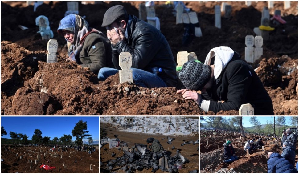 Imagini cutremurătoare din Turcia. Trei oraşe au fost transformate în cimitire | Oamenii sunt îngropaţi în saci, în gropi comune