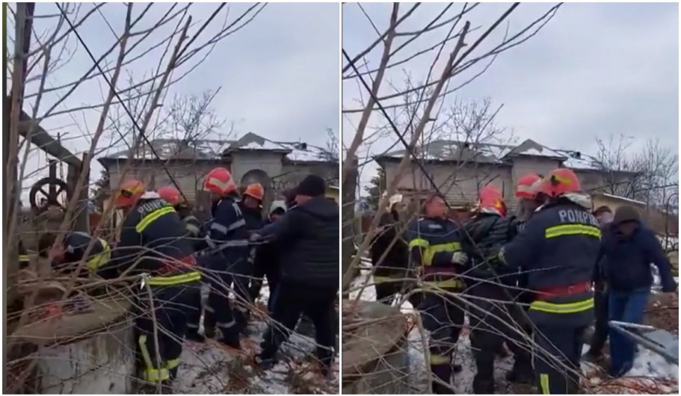 Bărbat de 66 de ani, salvat de pompieri dintr-o fântănă adâncă de 10 metri, în Dolj