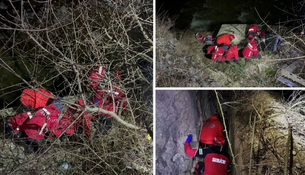 Biciclist căzut de la o înălţime de peste 8 metri, pe Cheile Sohodolului. Era prins între dig şi peretele muntelui | Cum a fost salvat