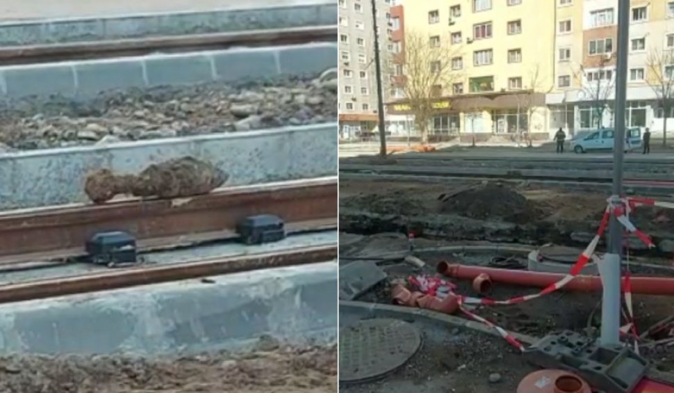 Bombă găsită la Reșița, în timpul lucrărilor desfășurate pentru schimbarea liniei de tramvai
