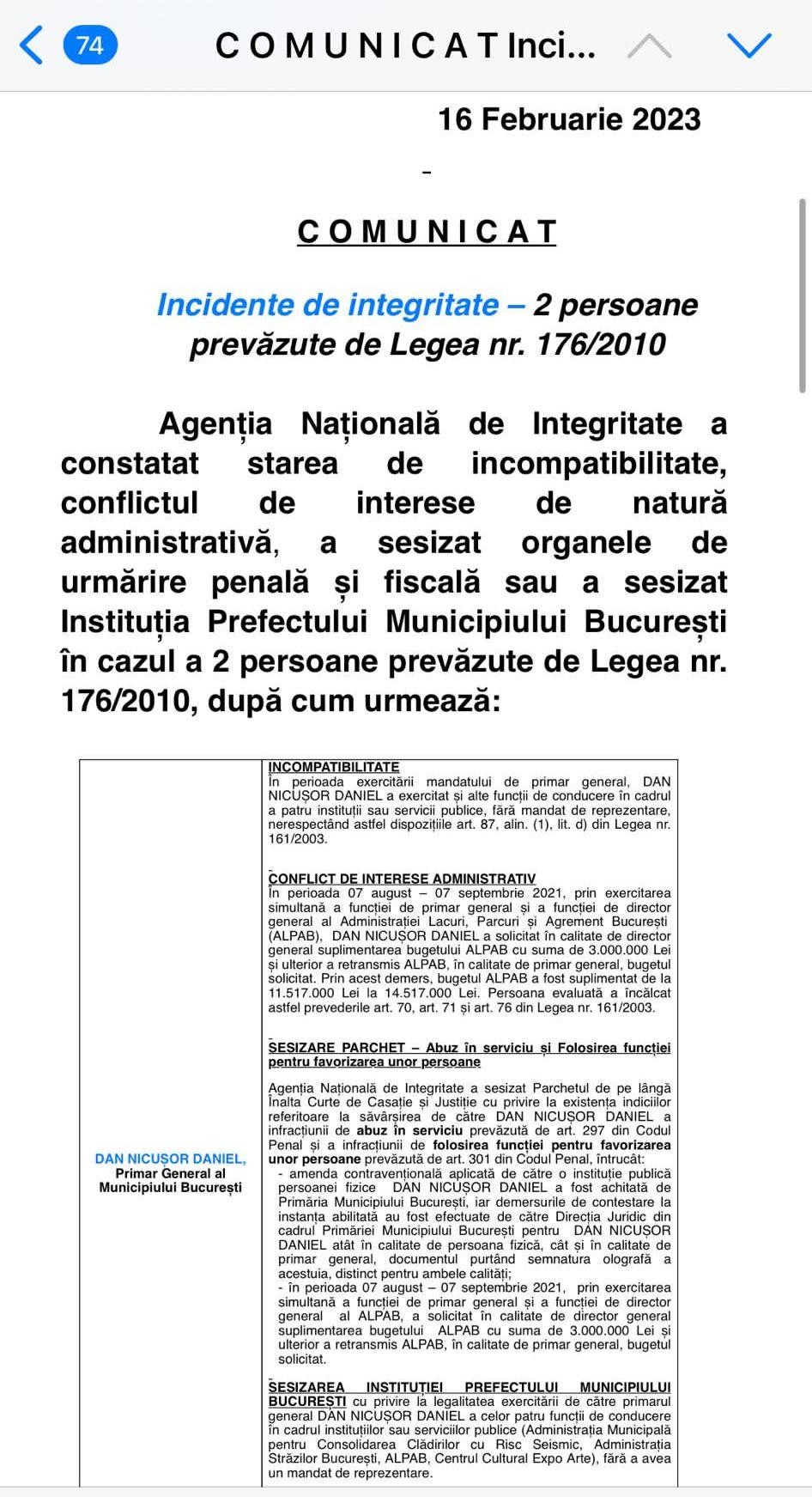 Primarul Capitalei, Nicușor Dan, în incompatibilitate. ANI a sesizat Parchetul și Curtea de Conturi 817472