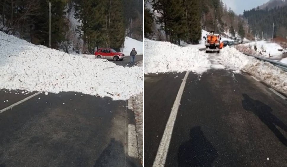 Drum complet blocat și două localităţi rămase izolate după o avalanșă, în Bistriţa-Năsăud