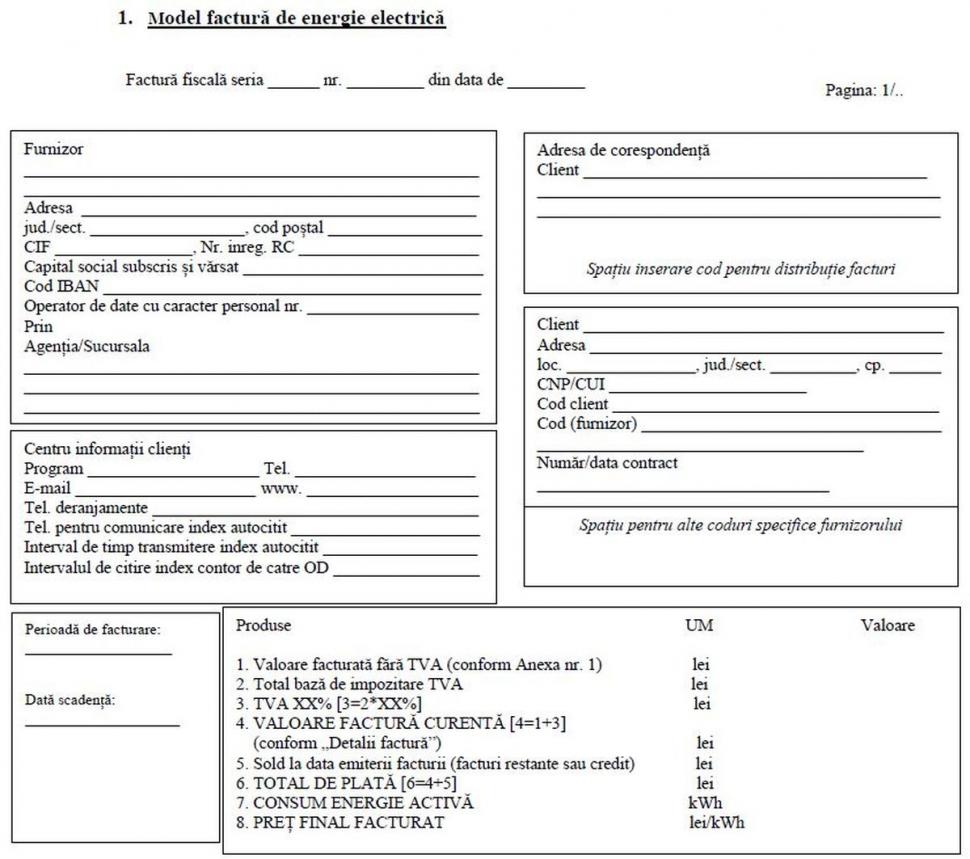 Model de factură la energia electrică. Cum va arăta nota de plată a românilor, indiferent de furnizor, din 1 aprilie 817580