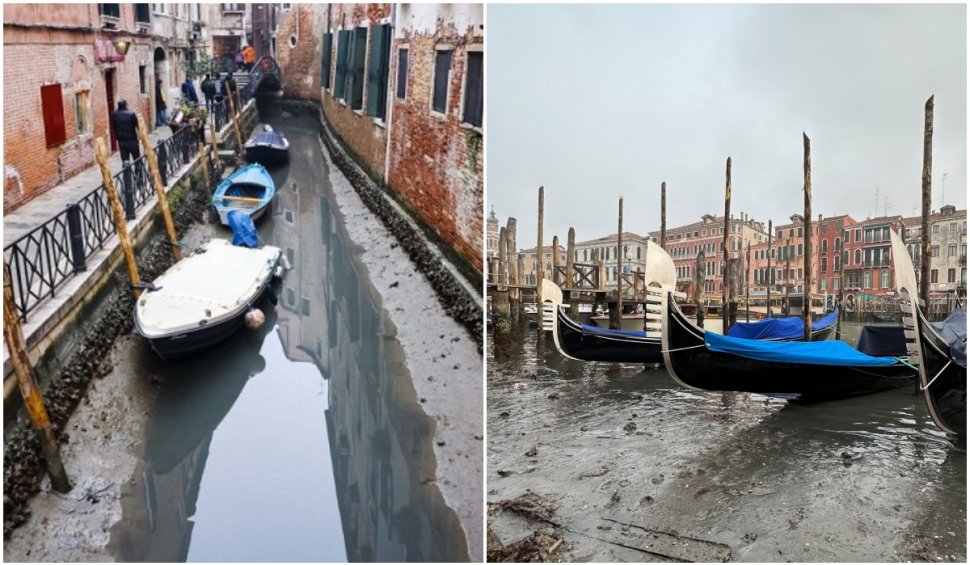 Imagini dezolante din Italia: mai multe canale din Veneţia au secat | Ce spun experţii