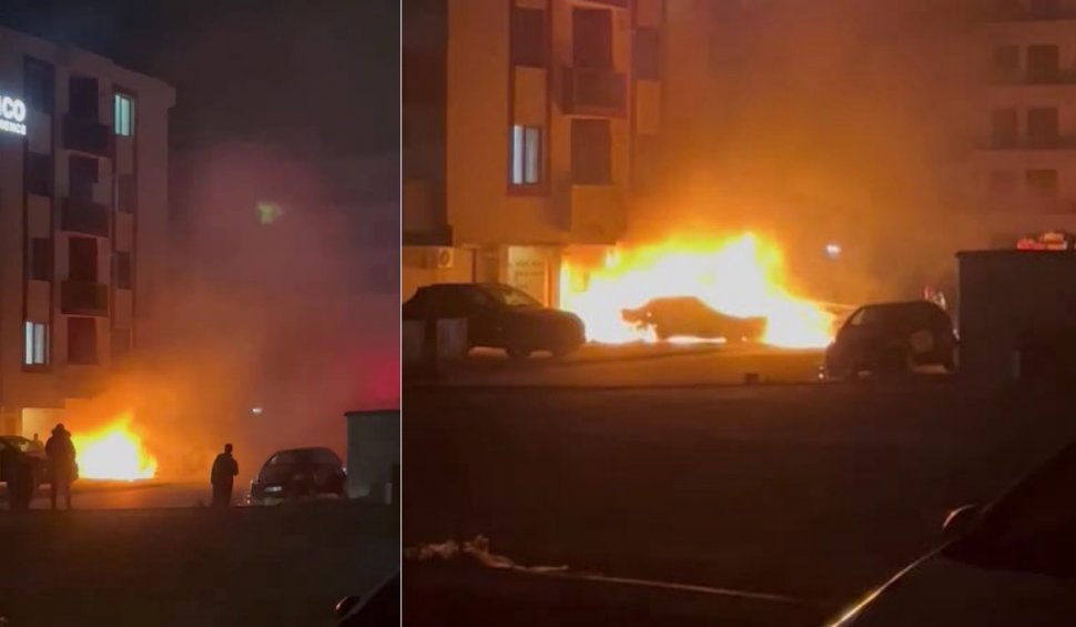 Incendiu în Mamaia! O mașină parcată la subsolul unui bloc a luat foc | 13 persoane au fost evacuate din clădire