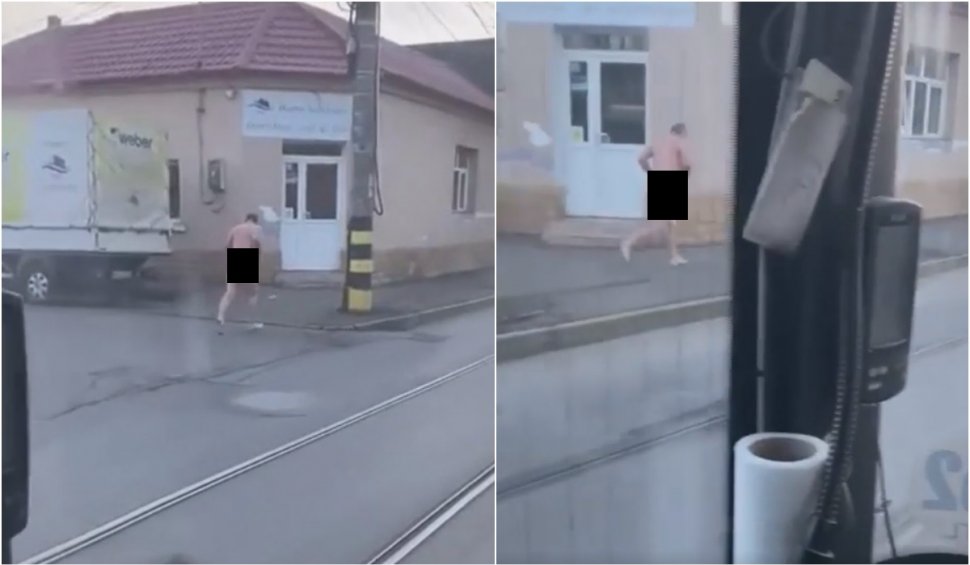 Un bărbat a fost surprins în timp ce alerga fără haine în Oradea. Acesta a ajuns viral pe internet