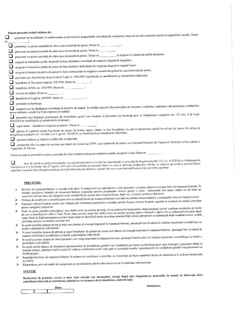 Model de cerere pentru biletele de tratament balnear ale pensionarilor. De ce acte ai nevoie ca să iei bilet gratuit 820476