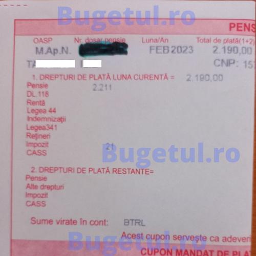 Un pensionar militar a publicat talonul de pensie pe februarie 2023: "Să vedeți ce înseamnă o pensie specială" 820538