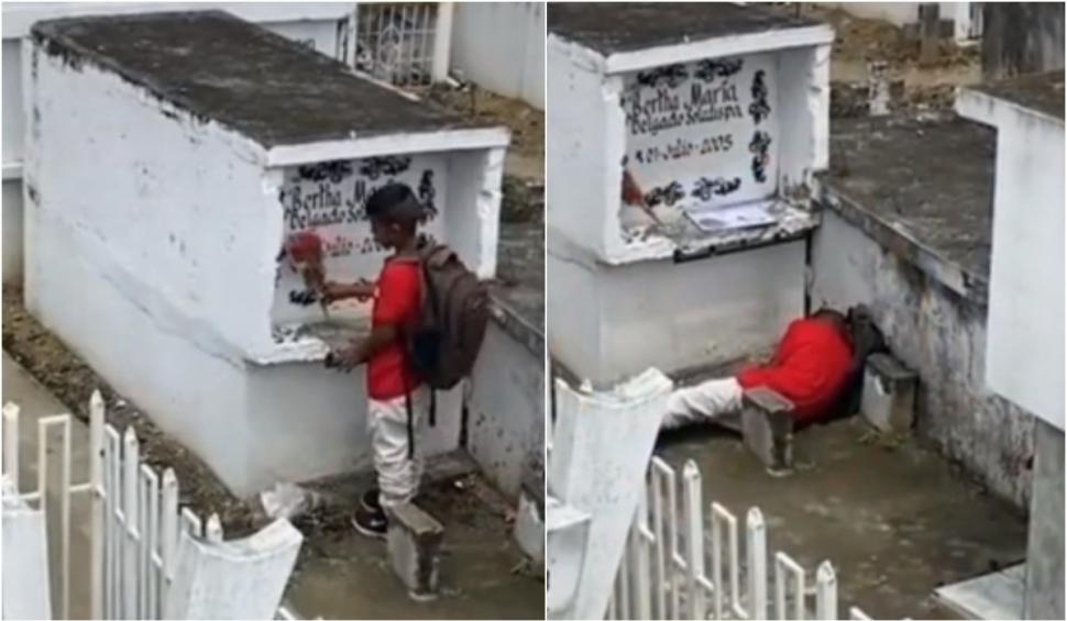 Momentul cutremurător în care un băieţel de 10 ani doarme la mormântul mamei sale 821168