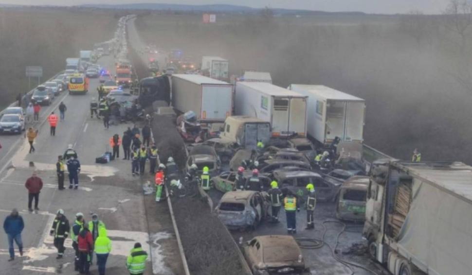 Bilanțul carambolului din Ungaria: Un mort și 39 de răniți, printre care și trei cetățeni români | Peste 40 de vehicule implicate 822230