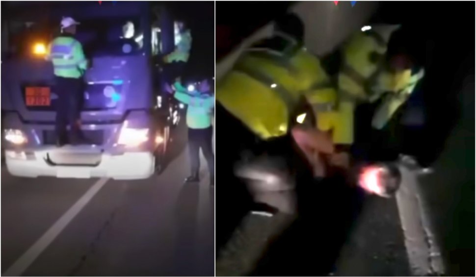 Șofer ucrainean beat, dat jos cu forța de agenții de poliție, în Bacău | Transporta 30 de tone de combustibil